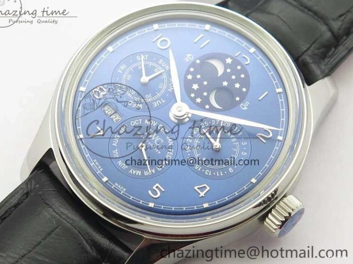MIROTIME 0228 Portugieser Perpetual Calendar IW503401 V9F 1:1 Best Edition Blue Dial on Black Leather Strap A Contemporary 7114